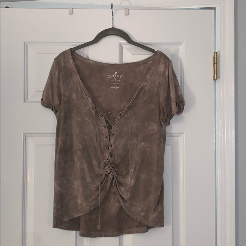 Army Color Green American Eagle Tee - size small